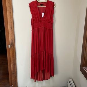 Silky rust colored lightweight tiered dress from Banana Republic.
